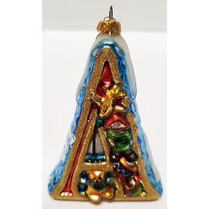 Dept 56 Ornament Glass 15th Anniversary "A" Red&Blue Teddy Bear/Plane. *see note